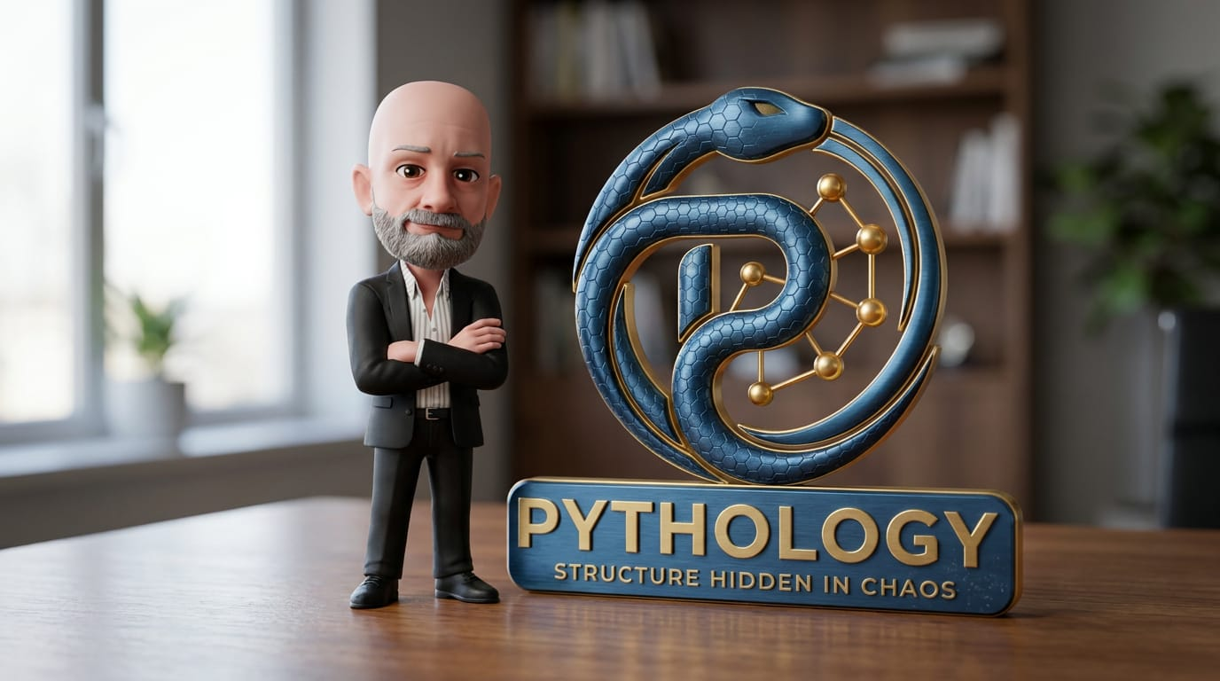 Digital portrait representing the founder of Pythology